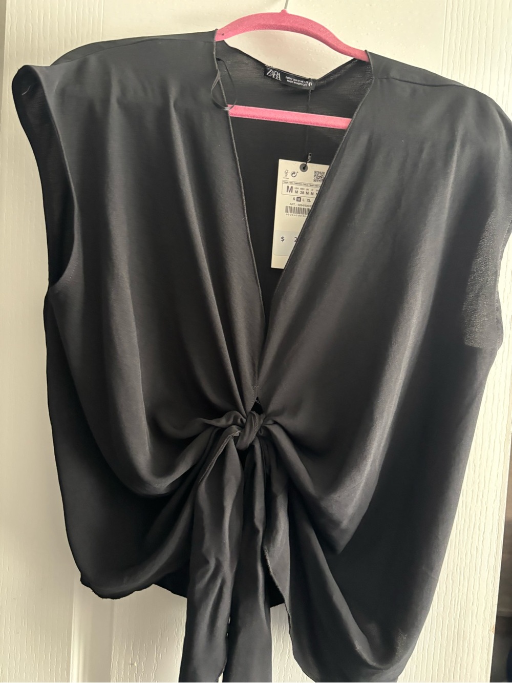 Zara Black Tie-Front Sleeveless Top